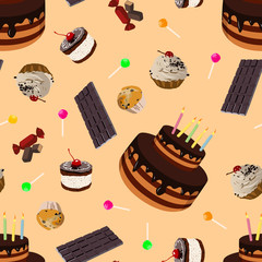 sweets pattern vector illustration yellow background
