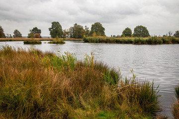 Beautiful lake in the middle of moorland at National park Dwingelderveld, province Drenthe the Netherlands