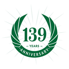 139th years anniversary celebration design. One hundred and thirty-nine years logotype. Vector and illustration.