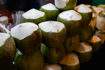 Fresh Coconut in the asian night market.