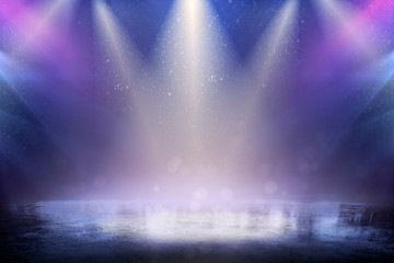 Empty snow rink. Snowy winter. Background. Light