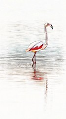 Close up of a lesser Flamingo in the water