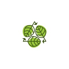 Zero waste, leaf recycle. Vector icon template