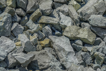 Copper ore mining, mineral heap. Natural resources. Rocks containing copper