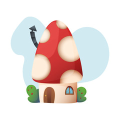 Fantasy house vector cartoon fairy treehouse and housing village illustration set of kids fairytale playhouse isolated on white background.