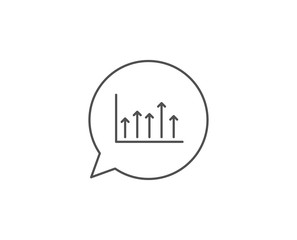 Growth chart line icon. Chat bubble design. Financial graph sign. Upper Arrows symbol. Business investment. Outline concept. Thin line growth chart icon. Vector