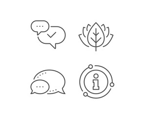 Check mark line icon. Chat bubble, info sign elements. Approved sign. Speech bubble chat symbol. Linear approved outline icon. Information bubble. Vector