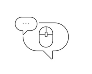 Ð¡omputer Mouse icon. Chat bubble design. Internet surf device sign. PC equipment symbol. Outline concept. Thin line computer Mouse icon. Vector