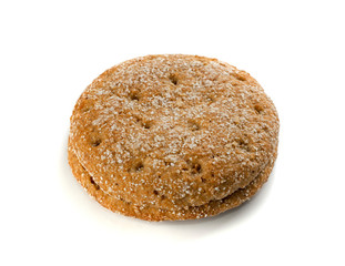 Two Round Buns of Rye and Wheat Flour with Sesame Seeds Top View