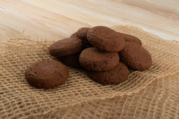 Soft Chocolate Butter Cookies With Chocolate Filling on Table