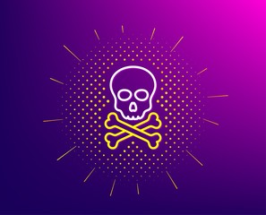 Chemical hazard line icon. Halftone pattern. Laboratory toxic sign. Death skull symbol. Gradient background. Chemical hazard line icon. Yellow halftone pattern. Vector