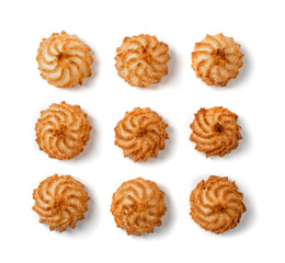 Natural baked coconut cookies or cocoanut macaroons with coco chips