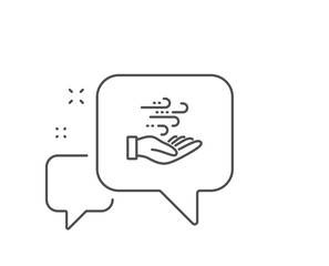 Wind energy line icon. Chat bubble design. Breeze sign. Ecology power symbol. Outline concept. Thin line wind energy icon. Vector