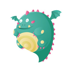 Dragon cartoon vector cute dragonfly dino character baby dinosaur for kids fairytale dino illustration isolated on white background.