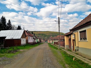 landscape on a street in a village in Transylvania - Romania