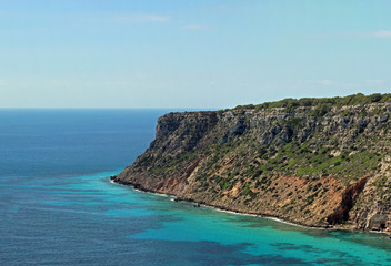 East coastline cliff of balearic island Formentera