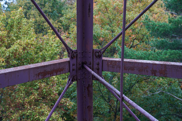 Fototapeta na wymiar Large, old, viewing tower at the Pennsylvania Grand Canyon. Industrial structure.