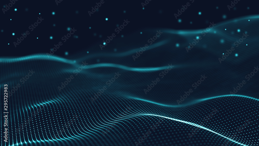 Poster 3d abstract digital technology background. futuristic sci-fi user interface concept with gradient do