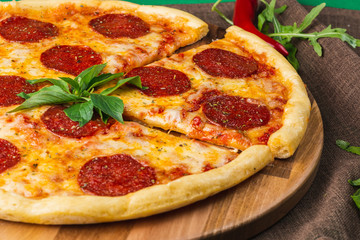 Hot Homemade Pepperoni Pizza Ready to Eat