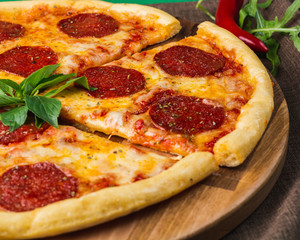 Hot Homemade Pepperoni Pizza Ready to Eat