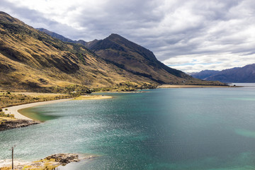 view of Lake Hawea near Wanaka, New Zealand