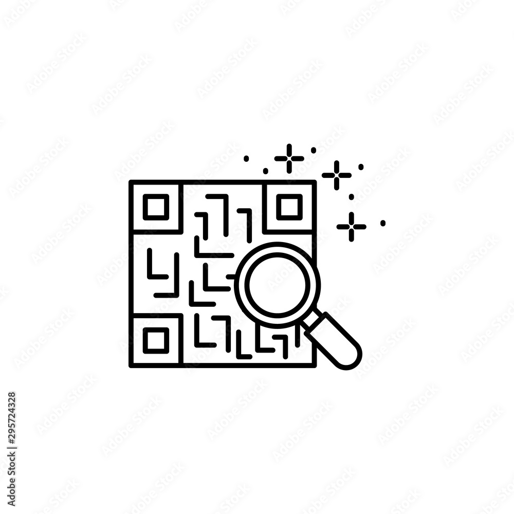 Poster qr code magnifier icon. element of qr code and barcode icon