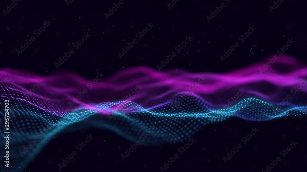 Poster 3d abstract digital technology background. futuristic sci-fi user interface concept with gradient do
