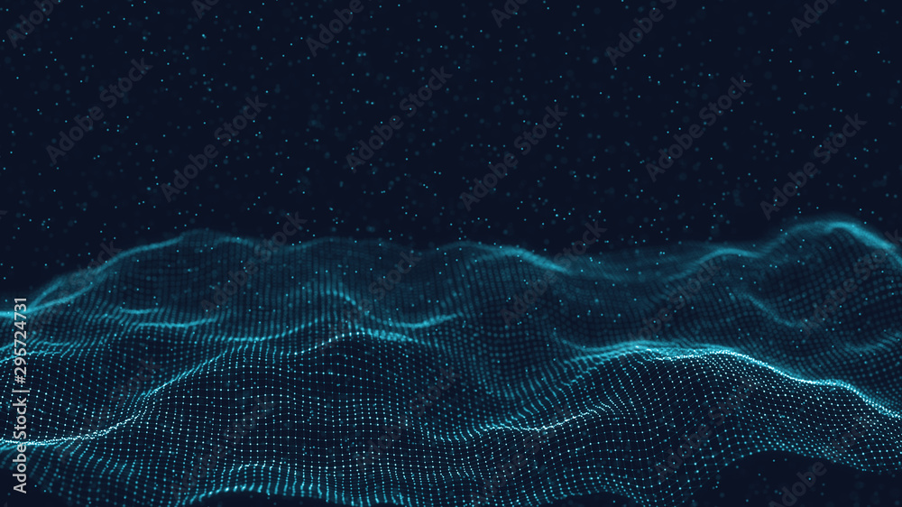 Poster 3d abstract digital technology background. futuristic sci-fi user interface concept with gradient do