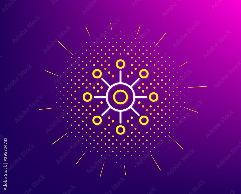 Aufkleber multichannel line icon. halftone pattern. multitasking sign. omnichannel symbol. gradient background