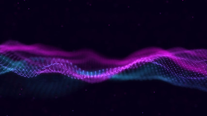 3d abstract digital technology background. Futuristic sci-fi user interface concept with gradient dots and lines. Big data, artificial intelligence, music hud. Blockchain and cryptocurrency