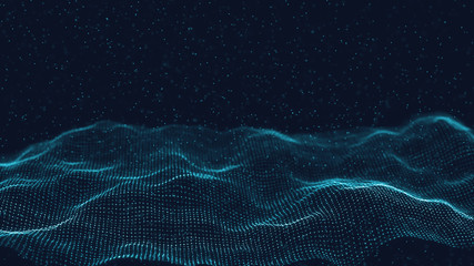 3d abstract digital technology background. Futuristic sci-fi user interface concept with gradient dots and lines. Big data, artificial intelligence, music hud. Blockchain and cryptocurrency