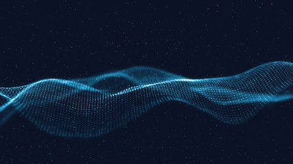 3d abstract digital technology background. Futuristic sci-fi user interface concept with gradient dots and lines. Big data, artificial intelligence, music hud. Blockchain and cryptocurrency