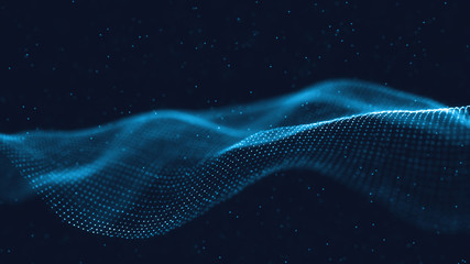 3d abstract digital technology background. Futuristic sci-fi user interface concept with gradient dots and lines. Big data, artificial intelligence, music hud. Blockchain and cryptocurrency