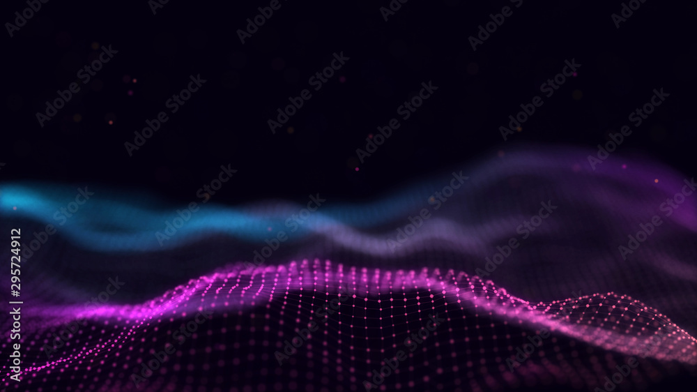 Poster 3d abstract digital technology background. futuristic sci-fi user interface concept with gradient do