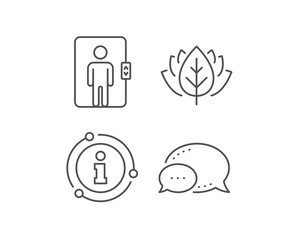 Elevator line icon. Chat bubble, info sign elements. Transportation lift sign. Linear elevator outline icon. Information bubble. Vector