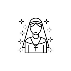 Christianity nun woman cross icon. Element of christianity icon