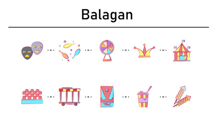 Balagan simple concept flat icons set