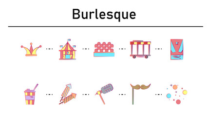 Burlesque simple concept flat icons set