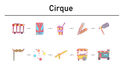 Cirque simple concept flat icons set
