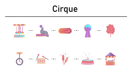 Cirque simple concept flat icons set