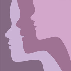 Three human faces in profile