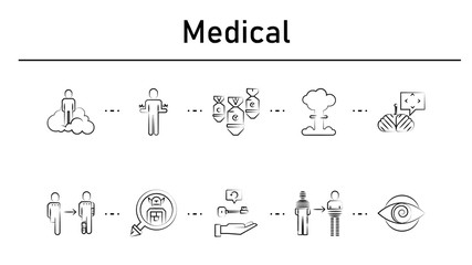 Medica simple concept icons set.