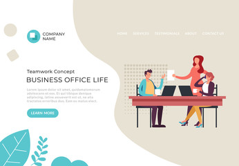Office business life banner web site poster concept. Vector flat cartoon graphic design illustration