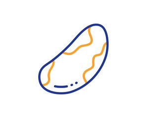 Tasty nuts sign. Brazil nut line icon. Vegan food symbol. Colorful outline concept. Blue and orange thin line brazil nut icon. Vector