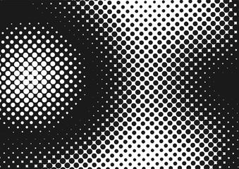 Monochrome gray pop art background with halftone dots in retro comic style, template for design