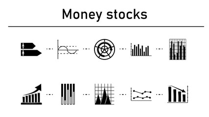 Money stock simple concept icons set.