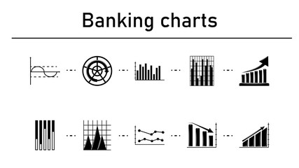 Banking charts icons set simple concept icons set.