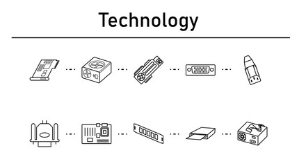 Technology simple concept icons set.