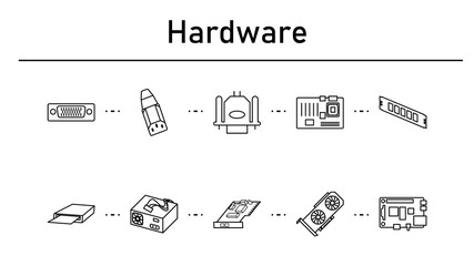 Hadrware simple concept icons set.