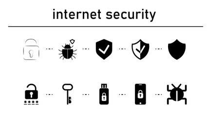 Internet security simple concept icons set